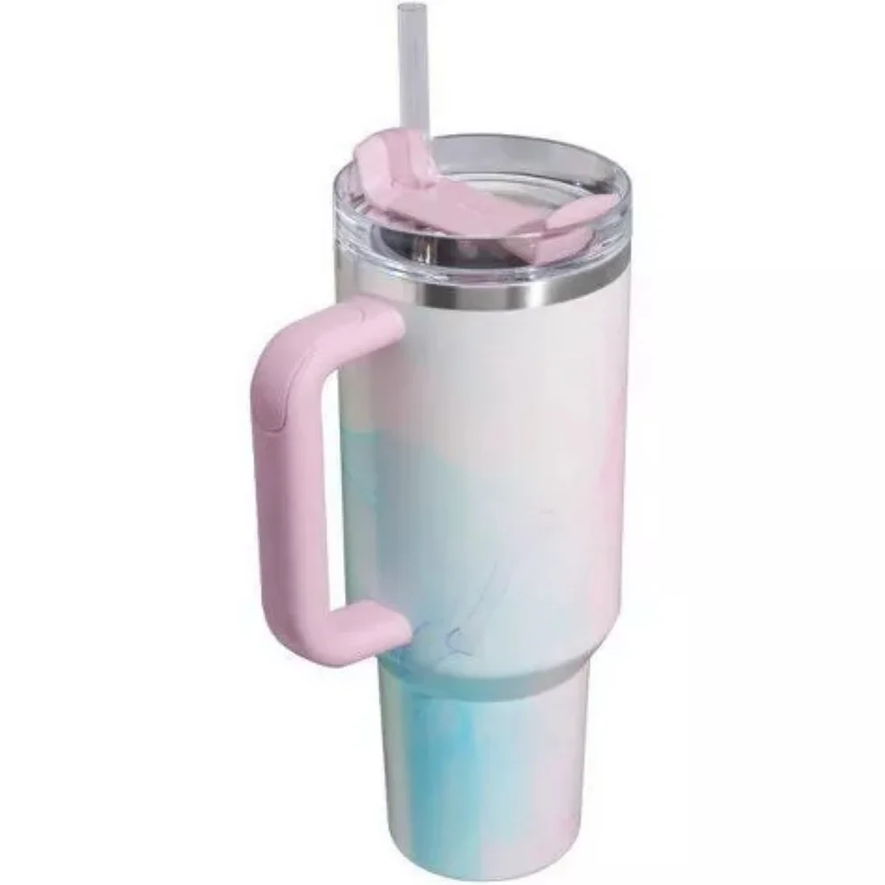 NWT TWO Limited Edition Stanley 40oz H2.0 Flowstate Quencher Tumbler Watercolors - Picture 5 of 12